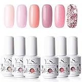 Vernis Gel Semi Permanent - Y&S UV LED Vernis à Ongles Gel Soak Off Manucure Cadeau Lot 19, 6 Couleurs X 8ml