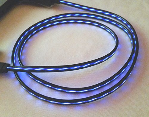USB Datenkabel Ladekabel mit fließendem LED Licht past für iphone Schwarz Blau