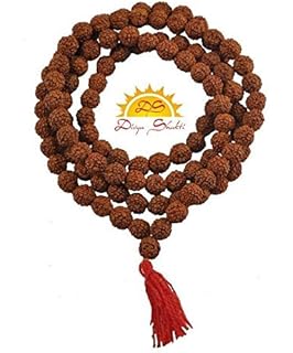 Ramneek Jewels Divya Shakti Panch Mukhi Rudraksh Mala In 108+1 Beads (6 M.M)