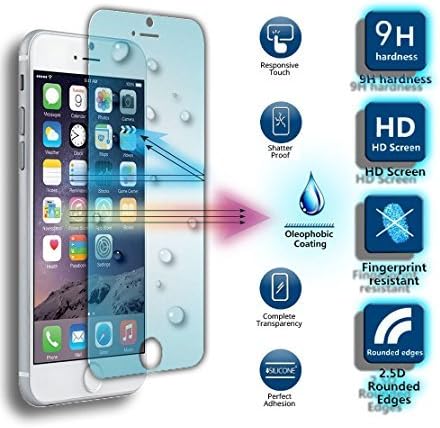 [Lifetime Warranty/Free Self-Install Kit] iJQ® Tempered Glass Screen Protector 9H 0.33mm Oleophobic Coating Anti-Scratch Fingerprint Oil Smudge Surface with Bubble-Free Installation Tool for Various Mobile Phones (Apple IPhone 7 4.7")