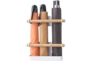 Yusat Wall Mounted Umbrella Rack Self Adhesive Umbrella Holder Home Storage Supplies (not included the Umbrella) 18 * 6.5 * 8CM (White)