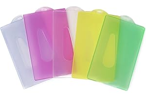 Vicloon Porta Badge, 5Pcs Portabadge Verticale, ID Carte Porta Badge Colore, Carte d'identità in Plastica con Fessura per il Pollice, Ufficio Scuola ID di Credito Licenze Pass (5 Colori)