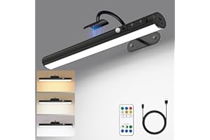 Yinglap Lamparas pared sin cable con sensor movimiento, 4000mAh recargable aplique a pilas sin electricidad, luz cuadros inalambrico con mando, luces LED bateria para espejo baño, cuadro, interior