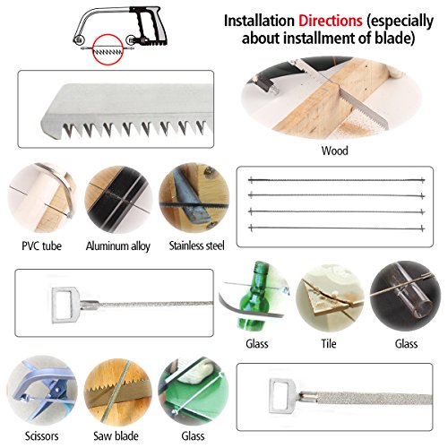 Hacksäge Pathonor Magie Handsäge Set Multifunktionssäge HSS 12-Zoll 12pcs / set DIY Multi Zweck Bogen Säge für Holz arbeiten, Küche, Glas, Fliesen, Holz, Metall, Kunststoff - 3