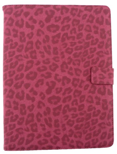 Emartbuy® Archos 101b Oxygen Tablet PC 10.1 Zoll Universalbereich Faux Wildleder Leopard Hot Rosa Multi Angle Exekutiv Folio Mappen Kasten Abdeckung mit Kartensteckplätze + Hot Rosa Eingabestift - 3