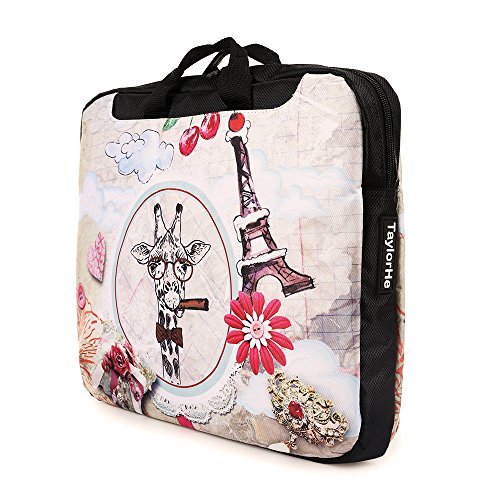 TaylorHe 15 / 15,6 Zoll Notebooktasche, Schultertasche für Notebook mit Muster , Laptoptasche mit Griff und Seitentaschen Laptop Bag Pinnwand, Giraffe - 3