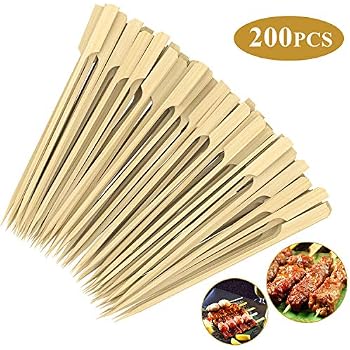 ANECO 100 Stück Bambus-Spieße – 15 Cm, Natur, Für Grill, Burger, Cocktails & Buffets