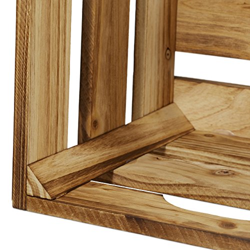 Relaxdays Holzkiste Vintage 4er Set, Geflammt, Shabby Chic, alter Used Look, 4 Größen, Weinkiste, Obstkiste, natur - 4