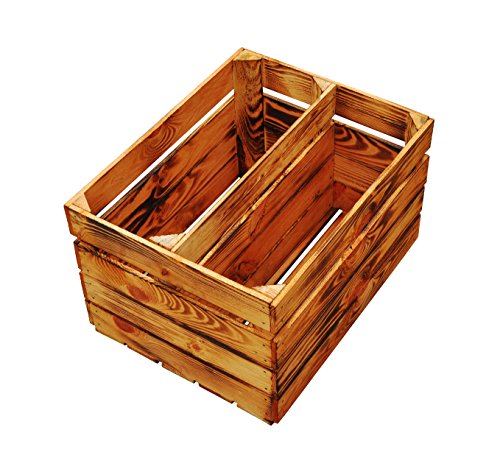 Holzkiste Obstkiste Holz Schuhregal Neu Geflammt mit Zwischenboden 50 x 40 x 30cm (2er Set) - 6