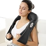 Haehne Shiatsu Kneading Neck Shoulder Back Massager, with Heat and Timing Function, for Office, Home & Car Use, Black