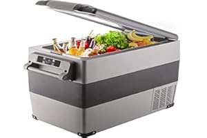 SucceBuy Mini Réfrigérateur de Voiture Mini Frigo Silencieux Portable 220V/55L avec Panneau Numérique -20 à 20℃ pour Maison, Voiture et Camping 69 * 34.5 * 52.4CM