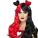 Produktbild Damenperücke Herzkönigin - rot-schwarz - Karnevalsperücke Herzdame Manga Anime Langhaarperücke Cosplay Faschingsperücke Kostüm Accessoire Damen Alice im Wunderland Perücke
