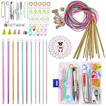 Coopay Set di Uncinetti Tunisini, include 11 pezzi Tunisino Afgano Ferri da Maglia in Metallo 2-8 mm per Principianti Adulti, 120cm di Tunisino Uncinetti in Bambù con Cavi in Plastica, 3-10 mm