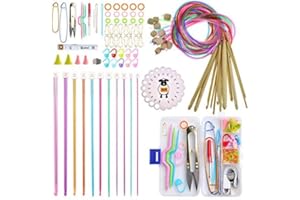 Coopay Agujas de Ganchillo,Kit de Ganchos de Ganchillo tunecino con cable, 11 Ganchillos de Crochet de metal de 2-8 mm,aguja de tejer de bambú de 120 cm,Kit de Ganchos de Ganchillo para principiantes