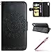 Produktbild Protective Case Cover for iPhone X,iPhone X Coque PU Leather,Hpory Retro Elegant Relief Plate Flower Pattern Solid Color PU Ledertasche Handyhüllen Bookstyle Klapphülle PU Leather Case With Multi-Kredit Kartenfächer Wallet Flip Cover mit Standfunktion Magnetverschluß Cover Case PU Leder Und Silikon Innenschale Anti-Staub Anti-Kratzer und Shockproof Telefon Tasche Handytasche Schutzhülle für iPhone X + 1 x Hpory Stylus-(Schwarz)