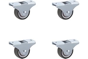 LIKERAINY TPR Ruote per Mobili e Armadi senza Freno Ø 25 x 13 mm con Piastra di Assemblaggio Ruota per Parquet Movimento Silenzioso Gomma Capacità di Carico 40kg 4 Pezzi