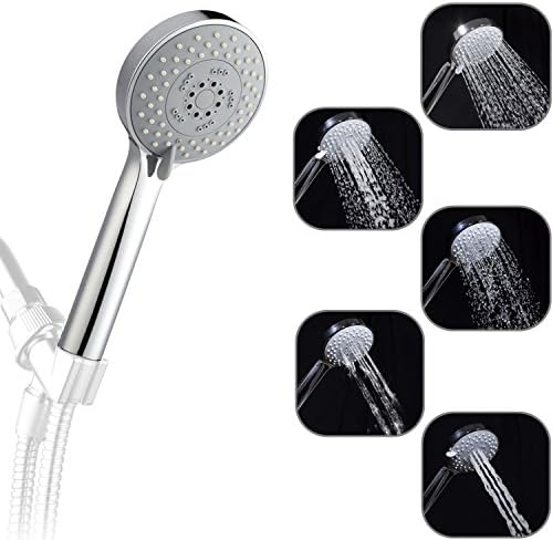 IceMoon Excellent Multifunction Round Water Saving Spray Handheld Shower head.3.45 Inch 5 Position Bathroom Handheld Shower,easy one-handed operation(Polished Chrome)- Easy-fit Showerhead