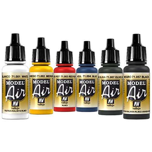 Airbrush Farben 6 x 17 ml Vallejo Model Air Basis Farben-Set Airbrushfarben