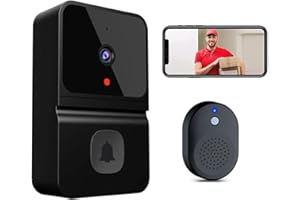 LIFEWTR Sonnette de porte vidéo sans fil WiFi avec caméra de sécurité intelligente avec stockage dans le nuage, détection de mouvement, interphone audio bidirectionnel, piles rechargeables, vision nocturne HD