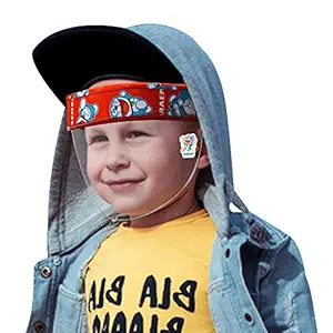 Steelbird YS-50 Polycarbonate Doraemon Helmet Visor Face Shield with Printed Characters for Boy (Orange)