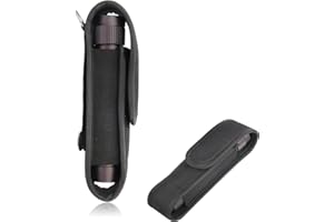 JEYORZY Porte Lampe Tactique Nylon Noir pour Chasse,Tactical Molle Flashlight Case, Camping et Randonnée en Plein Air,Pochette, Support de Poche - Équipement de Qualité Supérieure(14cm*3.2cm)