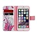 iPhone 5S Case,iPhone 5 Cover,Flip Case for iPhone 5/5S ,Ukayfe iPhone 5/5S Elegant Red Butterfly Flower Pattern PU Leather Flip Wallet [Stand Feature] Flip Folio Protective Skin Case for iPhone 5/5S with 1 x Black Stylus (Today is Lovely Day)