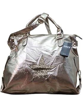 My-Musthave XXL Shopper Sterntasche Blogger mit Stern Schultertasche Silber o. Gold