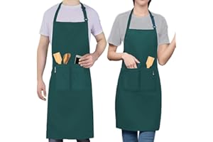 LEFUNDA® Kochschürze Wasserdicht Schürze mit 3 Taschen Verstellbare Grillschürze mit langen Bändern Küchenschürze für Männer Damen Küche Restaurant Café