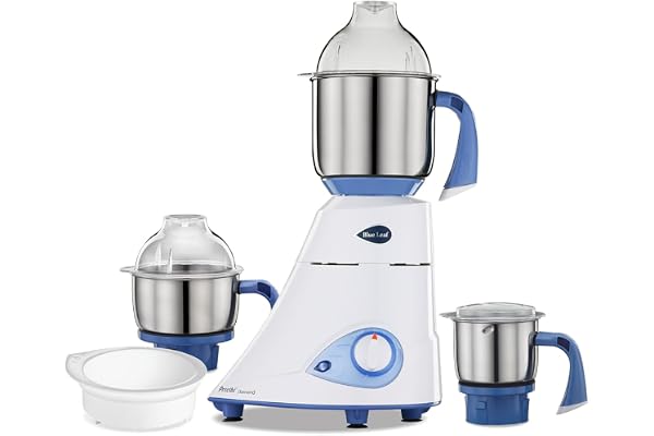 Preethi Diamond 750 Watts Mixer Grinder, 3 Jars (Stainless Steel) + Flexi Lid, Perfect Grinding for Masalas, Chutneys and Bat