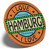  1 x I Love Hamburg Deutschland Orange - Runde Untersetzer Küche Student Kinder Geschenk #7310
