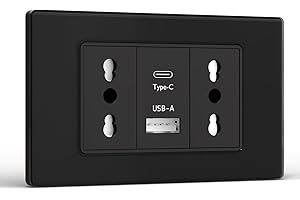BSEED Prese Elettriche da Muro, Presa Bipasso con USB A e USB C, Presa Bivalente 10A/16A da Muro 118mm, Spina Italiana per Ufficio e Casa, Nero