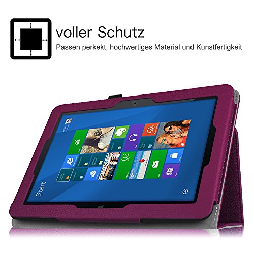 MEDION LIFETAB S10321 / Odys Notos Plus 3G Hülle Case – Fintie Slim Fit Folio Kunstleder Schutzhülle Cover Tasche mit Ständerfunktion und Stylus-Halterung für MEDION LIFETAB S10321 (MD 98687) / Odys Notos plus 3G 25,7 cm (10,1 Zoll) Tablet-PC, Lila - 2