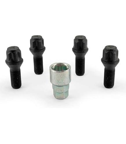 WEMAR Felgenschloss Typ B Schwarz – M12x1,5, Kegel 60°, L 26 Mm, SW 17 – 4 Stück Mit Schlüssel