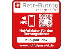 DUUOUS NFC Rett-Button ! Das Rettbutton Set 2 Button QR Code inkl. 3 Monate online Notfallpass, Neuentwicklung von Notfall-ID passend zum SOS ID Armband medizinische Notfalldaten