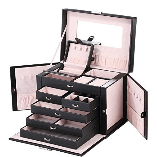 ROWLING Schmuckkästchen Schwarz Schmuckkasten Schatulle Schmuckkoffer mit Mini Box ZG145