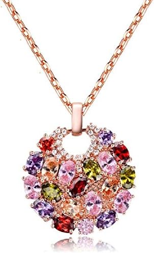 Crunchy Fashion Stylish Pary Wear 18K Rose Gold Platted Premium AAA Swiss Zircon Crystal Pendant Necklace For Women/Girls: Perfect Valentine Gift