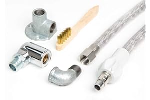 GAS-SHOP-24 2,0 m Edelstahlschlauch/Edelstahl Gasschlauch + Gassteckdose + Anschlusszubehör (geeignet für Flüssig- / Erdgas) - f. Gasherd, Gaskocher, Gaskochmulde Kocher Gas-Steckschlauch