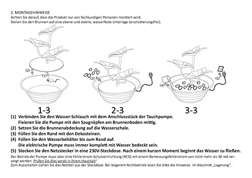 dobar 96420e Design Zimmerbrunnen mit Deko-Steinen, Blätter-Wasserspiel mit Pumpe für innen, Metall und Kunststoff, braun, 22.5 x 22.5 x 23.5 cm - 9