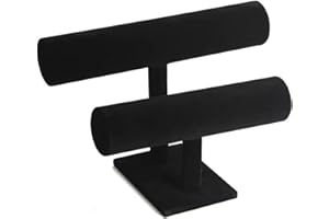 Fadcaer Présentoir de bijoux en velours à 2 étages, support de présentation en T pour bracelet, bracelets et colliers, organisateur de montres et de bracelets, support de présentation