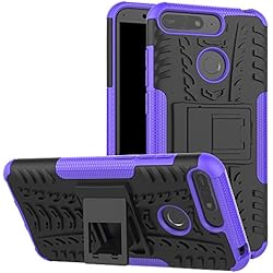 Funda Huawei P Smart, XINYUNEW 360 Grados Protective+pantalla de vidrio templado Caso Carcasa Case Cover Skin móviles telefonía Carcasas fundas para Huawei P Smart-Púrpura