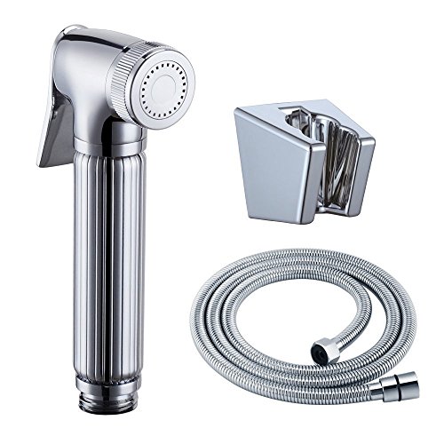KES LP903 Toilet Hand Held BRASS Bidet Shattaf Cloth Diaper Sprayer with 59-inch Extra Long Hose and Bracket Holder, Chrome