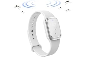 Feloyal Braccialetto Repellente per Zanzare, Impermeabile, Ricaricabile Tramite USB, Ultrasuoni per Interni ed Esterni, per Adulti e Bambini (Bianco)