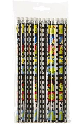 Partynelly® 24 Bleistifte Dinosaurier, Dino Stifte, mit Radiergummi, HB, Giveway, Geschenk, Schule, Mitgebsel, Dinoparty, Dinosaurierparty