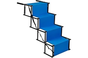 Belfoyer Rampa per auto pieghevole per cani, scala a 4 gradini per animali domestici, utilizzabile per tutti i veicoli, caricabile fino a 75 kg impermeabile poliestere Oxford metallo (blu)