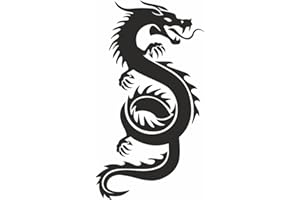 AMA SHOP Autocollant pré-espacé DRAGONE CINESE couleur noir en PVC pour décalage mural voiture moto casque camping