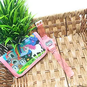 Tera13 Plastic Unicorn Stylish Watch/ with Unicorn Wallet for Girls/Return Gifts for Party Multicolor Pack of 1