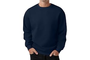 PrinStory Mens Sweatshirts Long Sleeve Pullover Textured Round Neck Warm Jumper Tops With Ribbed Hem