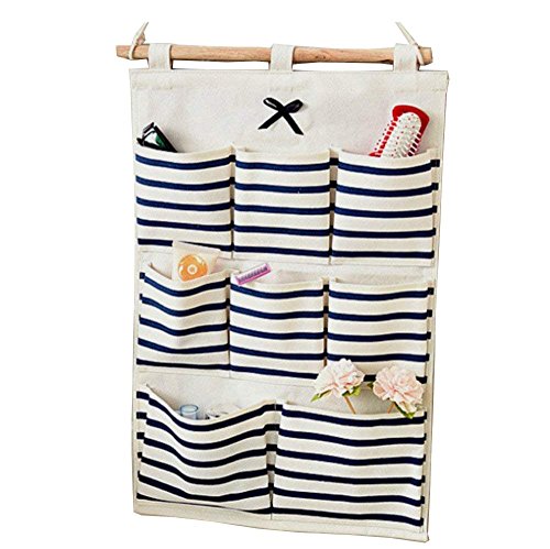 Dreamsy Sac de Rangement d'organisateur accrochant, Sac de rayonnage Bleu DE 8-Poches de Support de bti de Mur/au-Dessus de Porte pour des Bourses, Clefs, Lunettes de Soleil