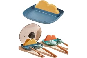 STARRY G Repose-ustensiles de cuisine avec coussinet anti-goutte, résistant à la chaleur, support de couvercle de casserole, couverts de dessin animé,Bleu