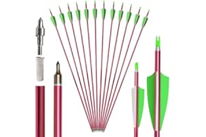 SHARROW 12P 32" Freccia in Alluminio Spine 500 Frecce di Freccia di Tiro al Bersaglio con Piuma di Plastica per Bersaglio Tiro con L'Arco Arco Ricurvo Arco Compound Arco Lungo